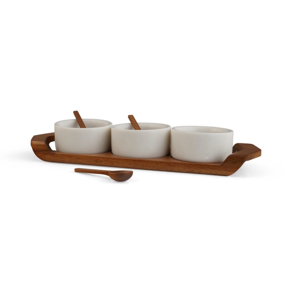 Nambe Chevron Condiment Tray With Spoons Trays Nambe 