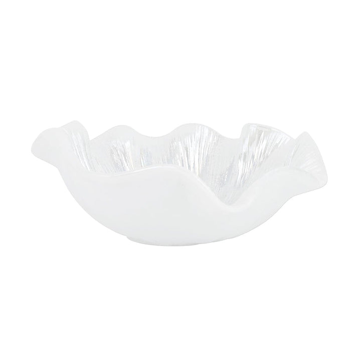 Vietri Onda Glass White Ruffled Round Bowl Bowls Vietri 