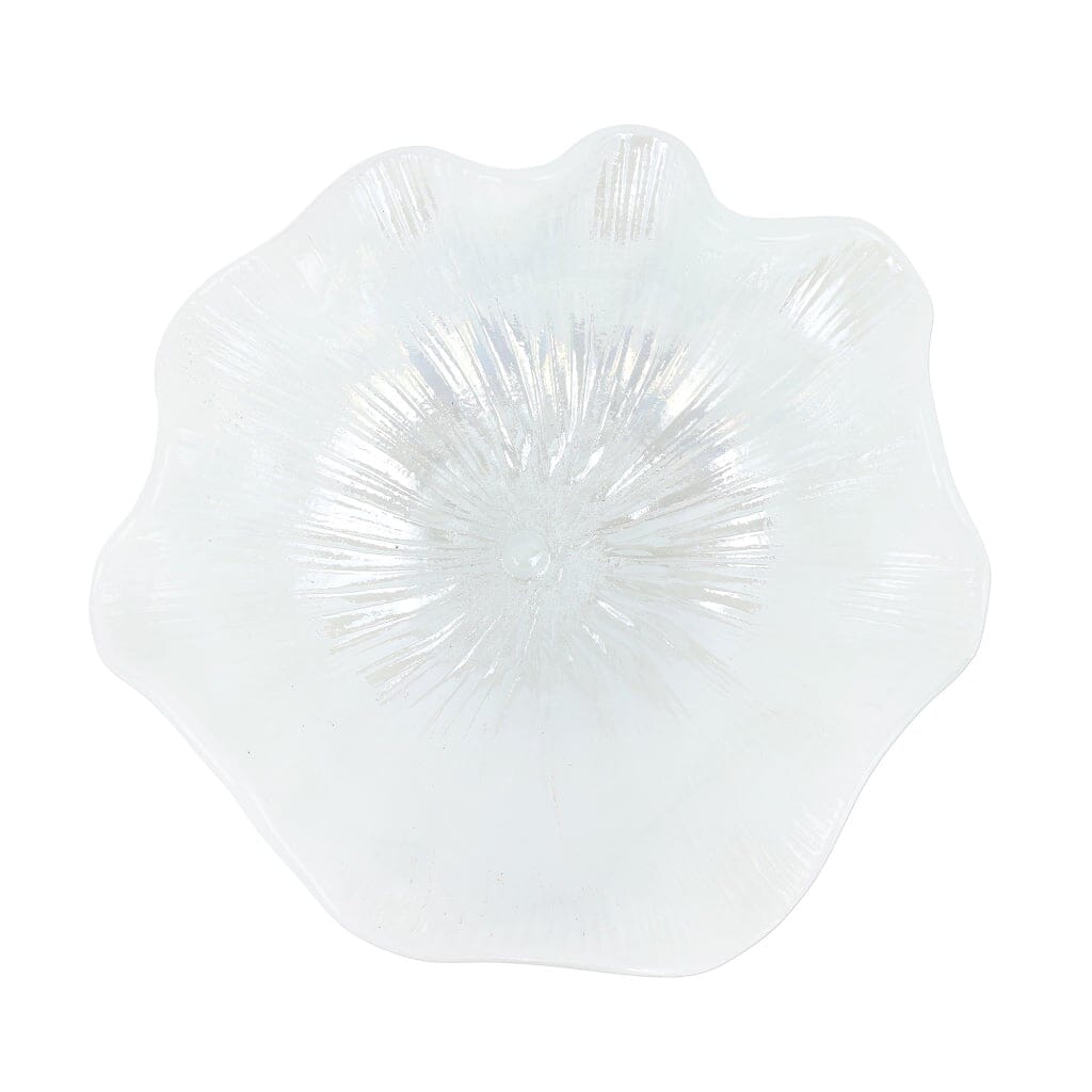 Vietri Onda Glass White Ruffled Round Bowl Bowls Vietri 