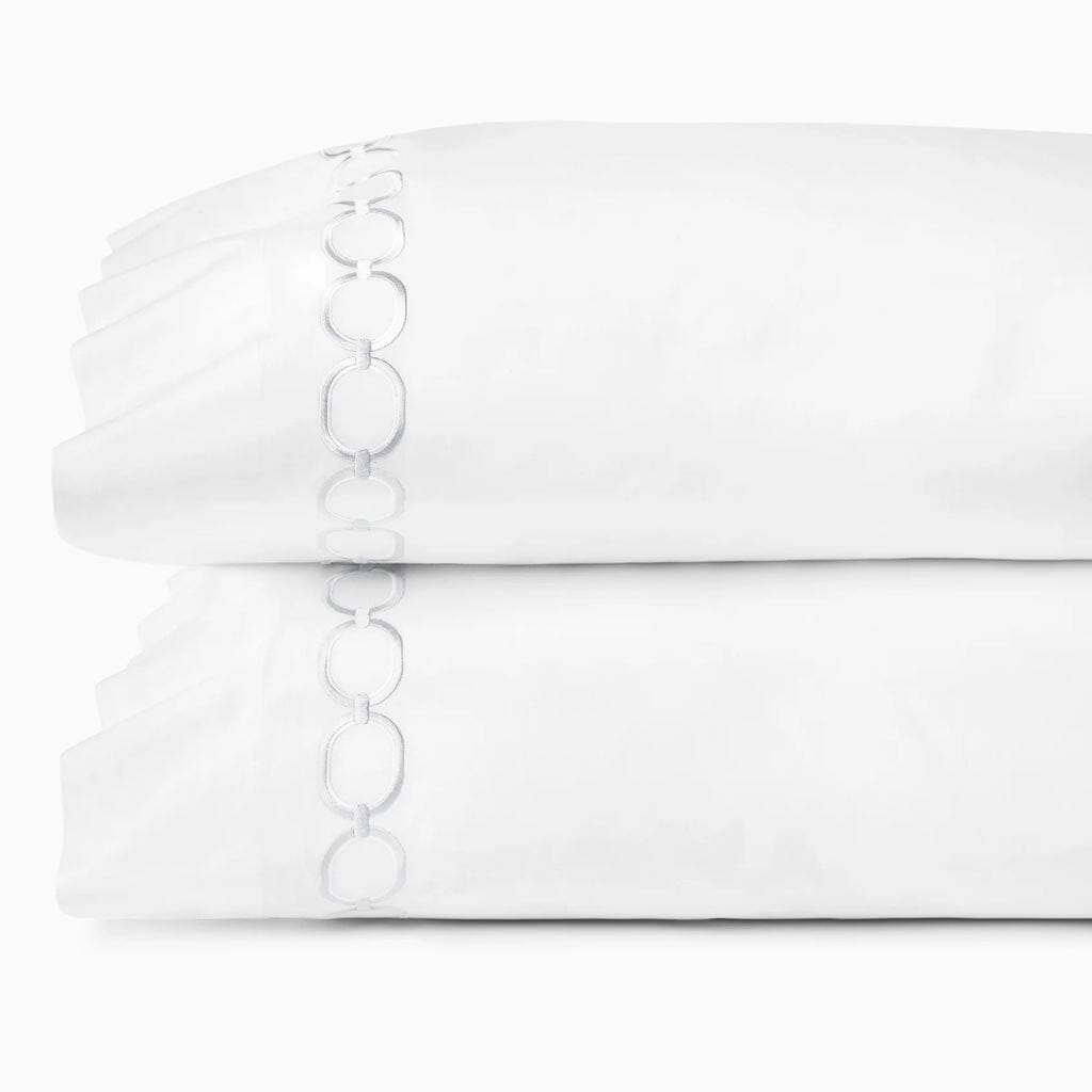 Sferra Catena King Pillow Case 22" x 42" (Pair) Bedding Sferra WHITE/LUNAR 