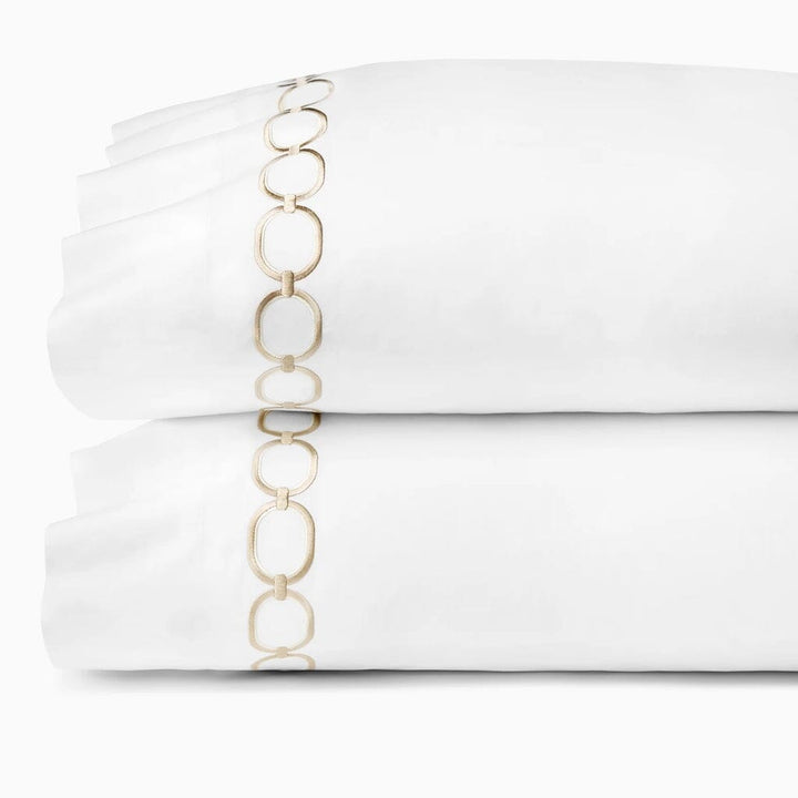 Sferra Catena King Pillow Case 22" x 42" (Pair) Bedding Sferra WHITE/SAND 