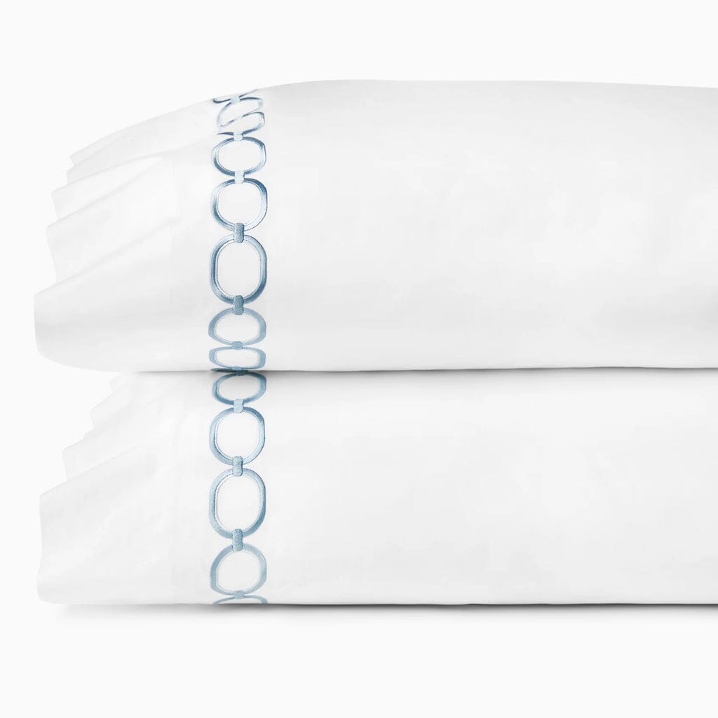 Sferra Catena King Pillow Case 22" x 42" (Pair) Bedding Sferra WHITE/SEA 