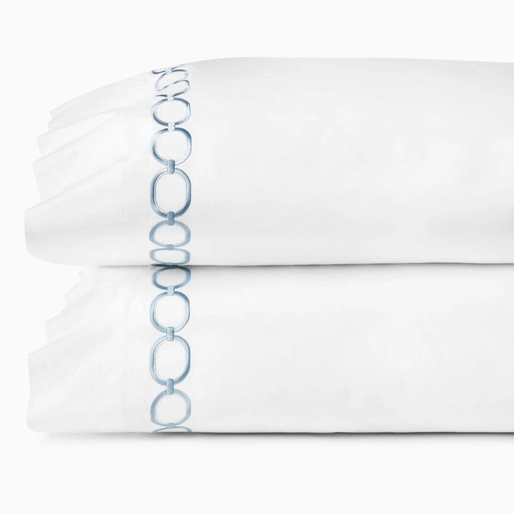 Sferra Catena King Pillow Case 22" x 42" (Pair) Bedding Sferra WHITE/SEA 