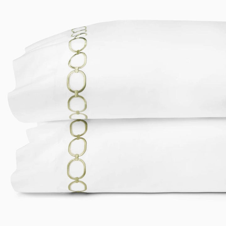 Sferra Catena King Pillow Case 22" x 42" (Pair) Bedding Sferra WHITE/WILLOW 