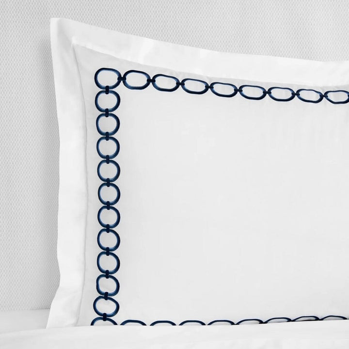 Sferra Catena Boudoir Sham 12" x 16" Bedding Sferra WHITE/NAVY 