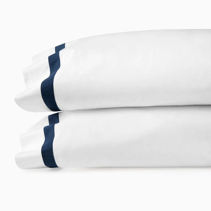 Sferra Estate King Pillow Case 22" x 42" Pair Bedding Sferra WHITE/NAVY 