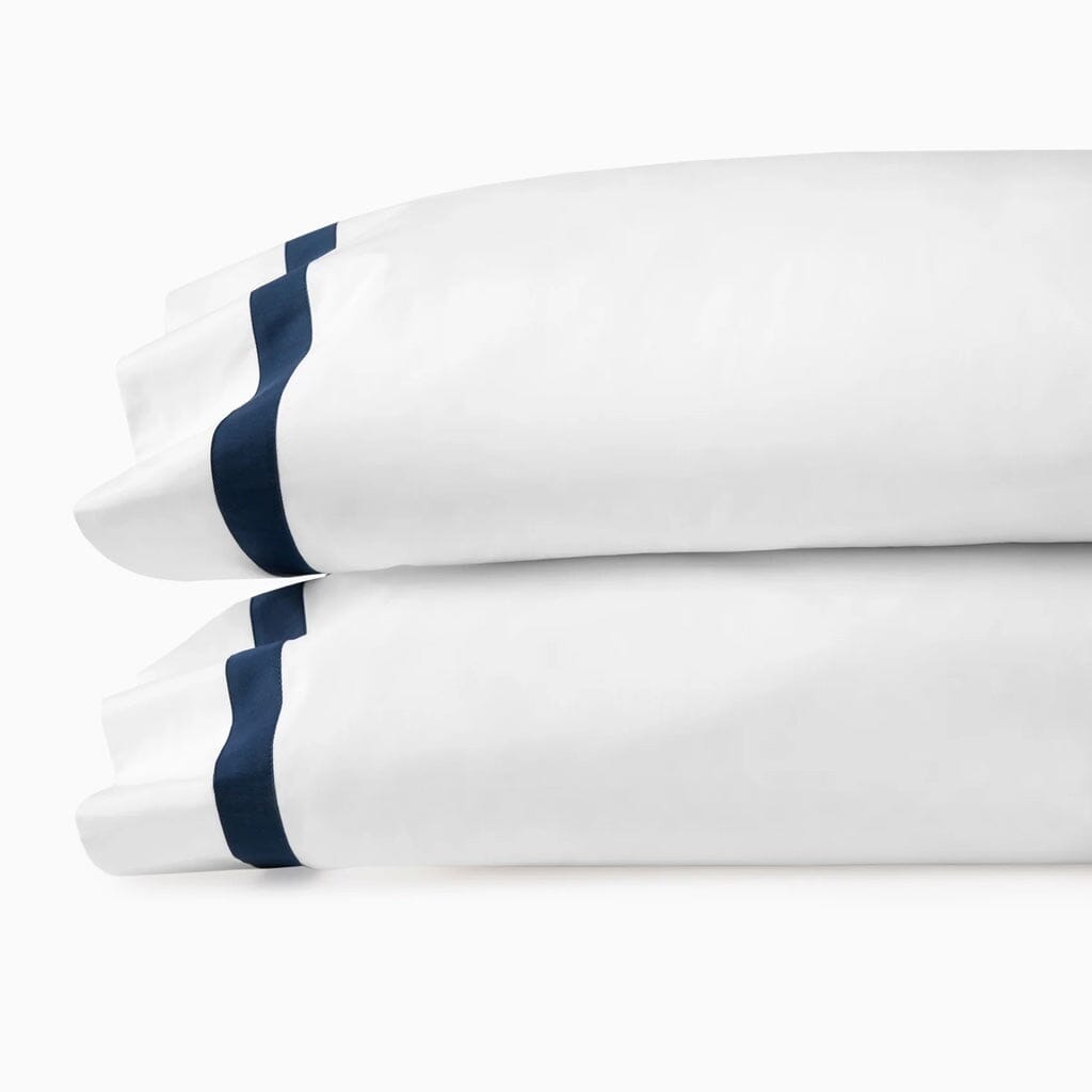 Sferra Estate Standard Pillow Case 22" x 33" Pair Bedding Sferra WHITE/NAVY 