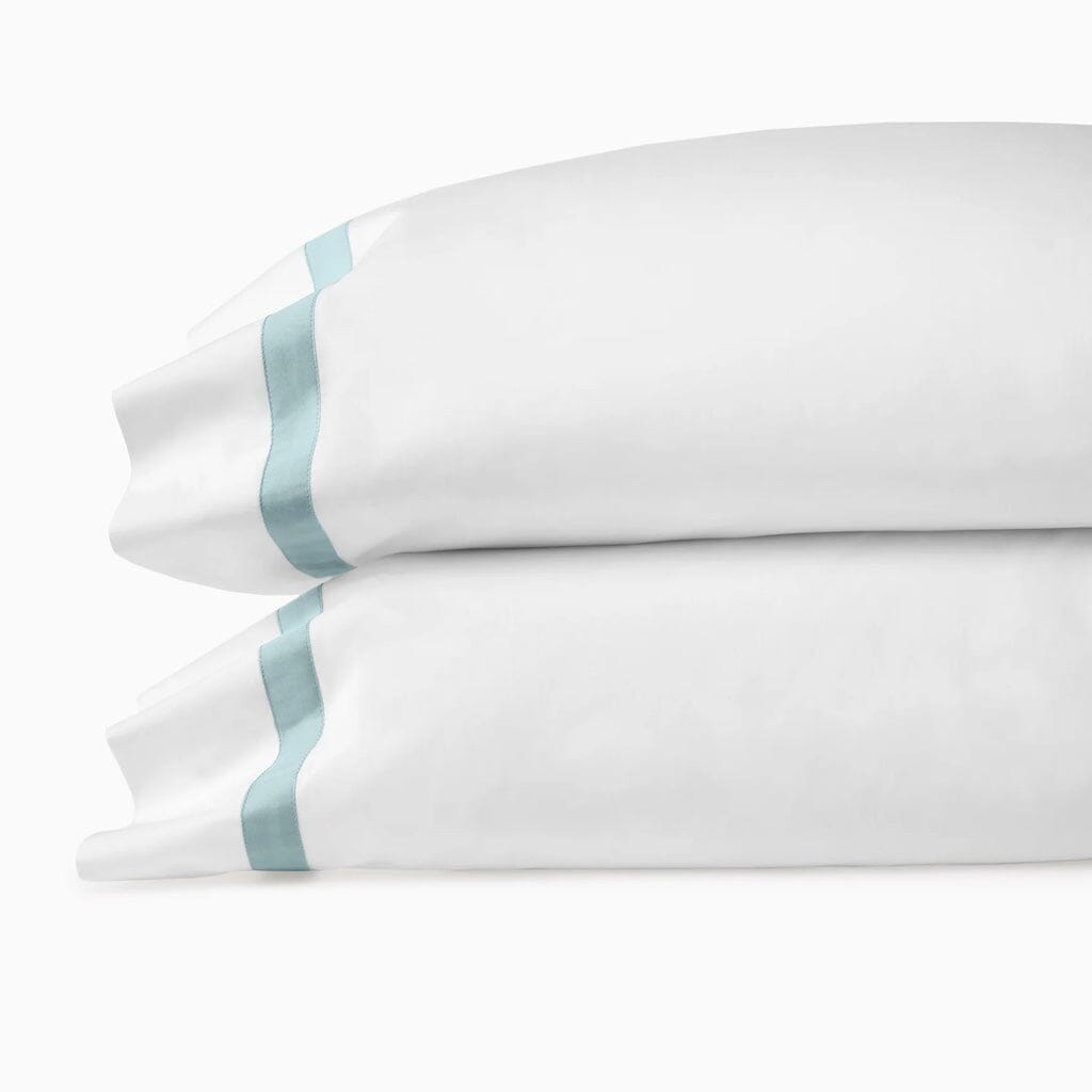 Sferra Estate King Pillow Case 22" x 42" Pair Bedding Sferra WHITE/POOLSIDE 