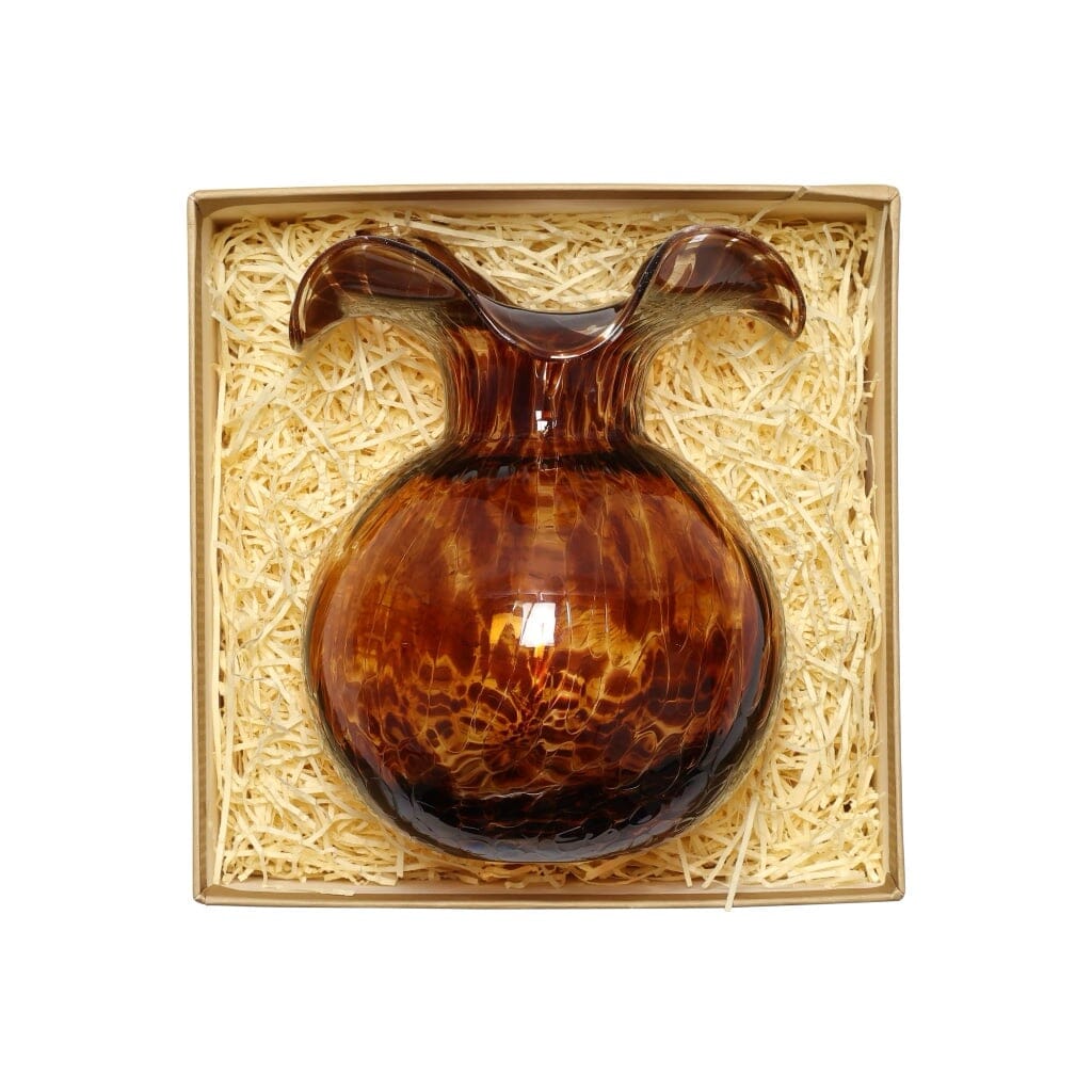 Vietri Hibiscus Glass Brown Tortoiseshell Bud Vase Vases Vietri 