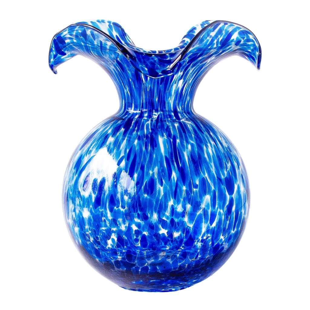 Vietri Hibiscus Glass Cobalt Tortoiseshell Medium Fluted Vase Vases Vietri 