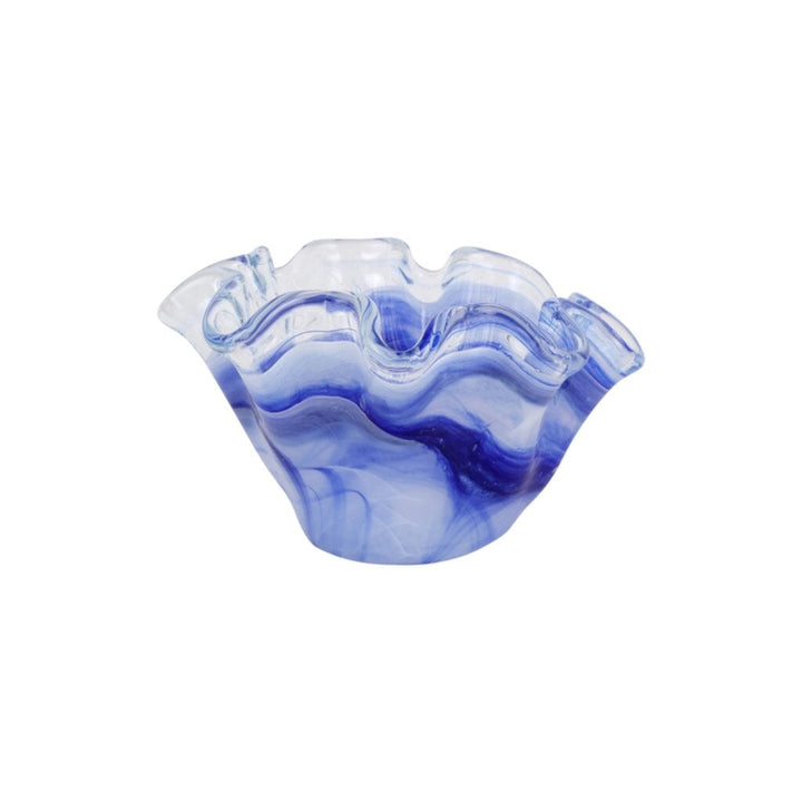 Vietri Onda Glass Cobalt Petite Ruffled Bowl Bowls Vietri 