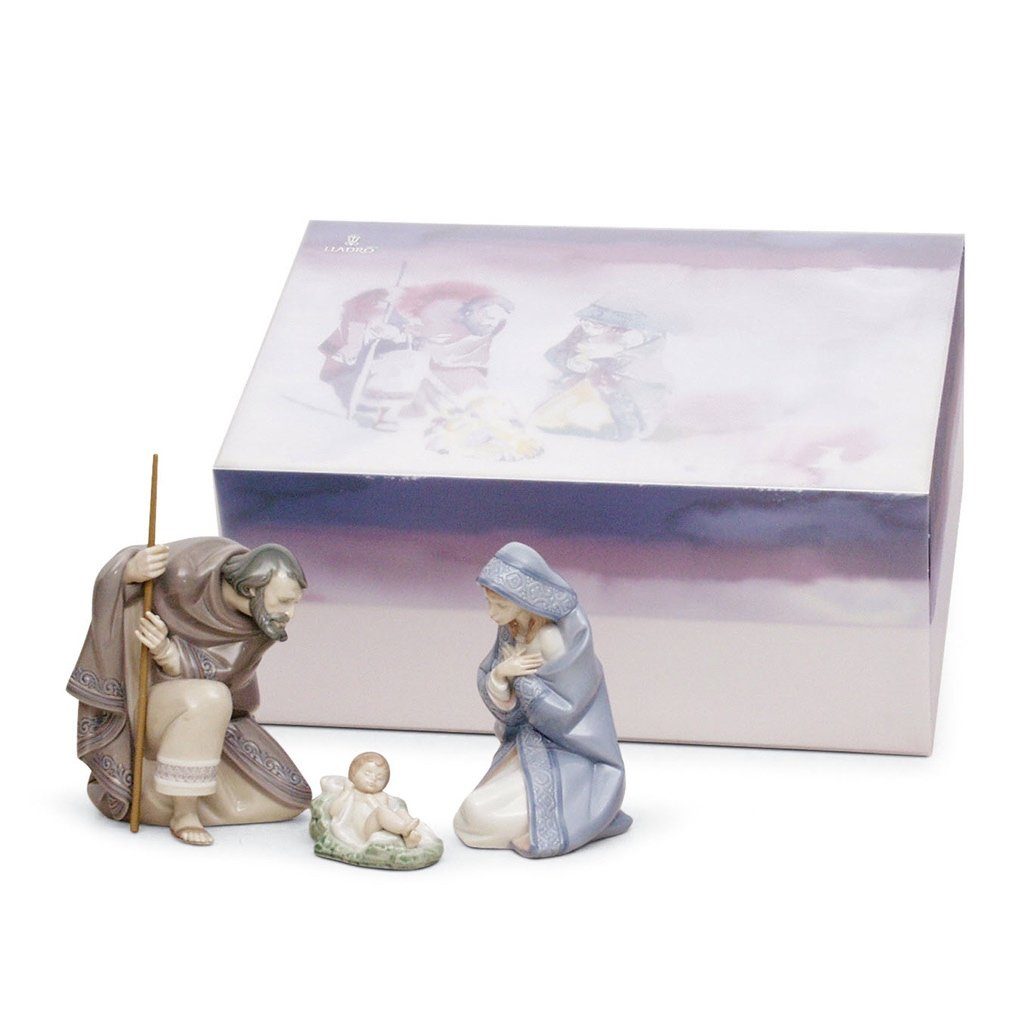 Lladro Three Piece Nativity Scene Mary, Joseph, and the Baby Jesus