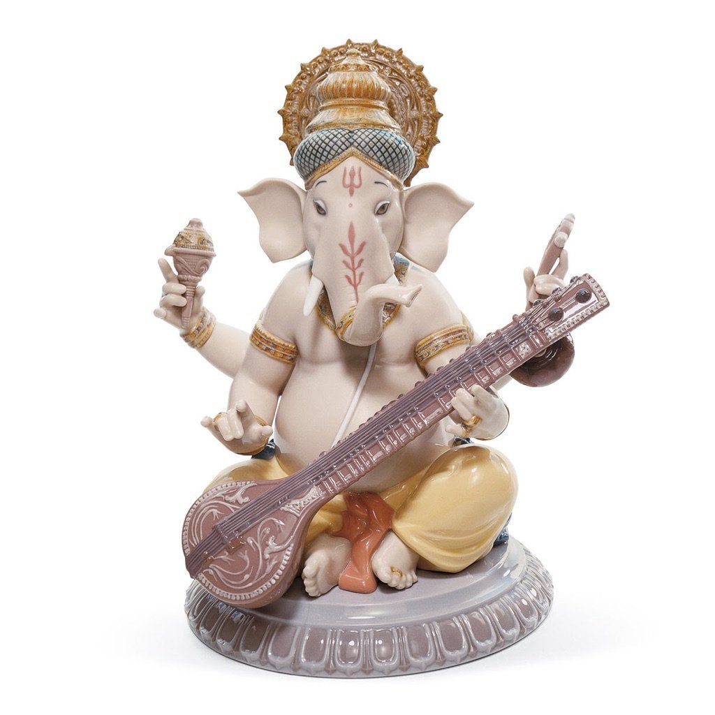 Lladro Porcelain Veena Ganesha Figurine Figurines Lladro 