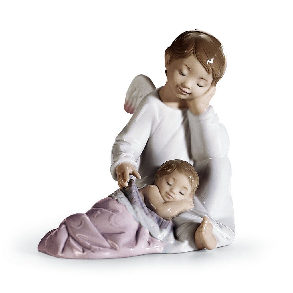 Lladro Porcelain My Guardian Angel Figurine Pink Figurines Lladro 