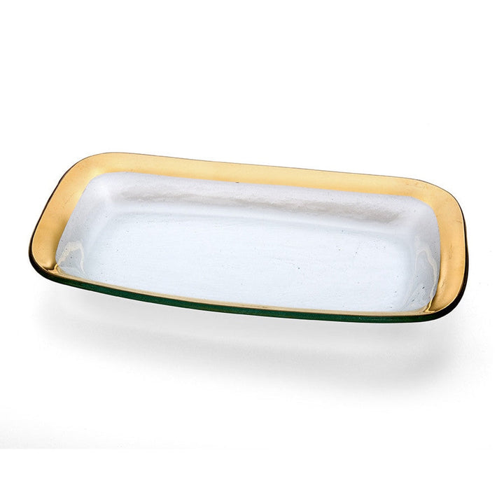 Annieglass Roman Antique Rectangle Asparagus Bowl Dinnerware Annieglass Gold 