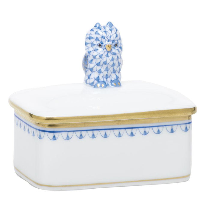 Herend Owl Box Figurines Herend Box Blue 