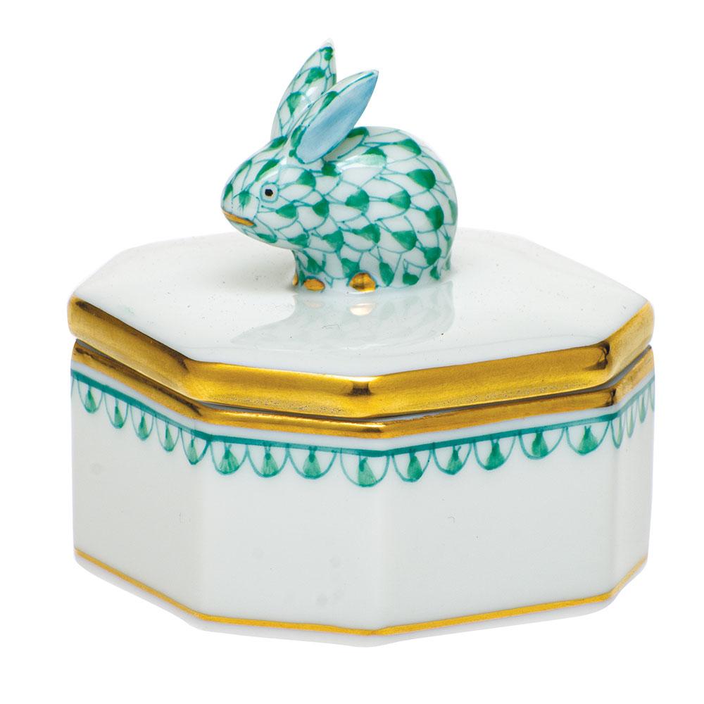 Herend Petite Octagonal Box - Bunny Figurines Herend Box Green 