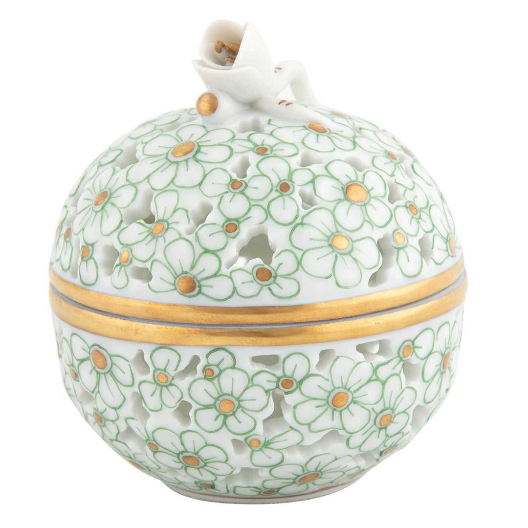 Herend Openwork Ball W/Bud Figurines Herend Cor Green 