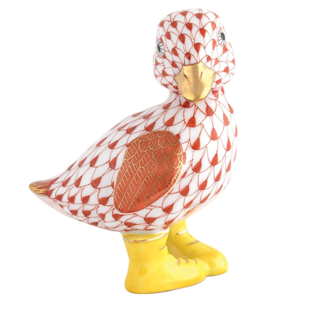 Herend Duckling in Boots Figurine Figurines Herend Rust 