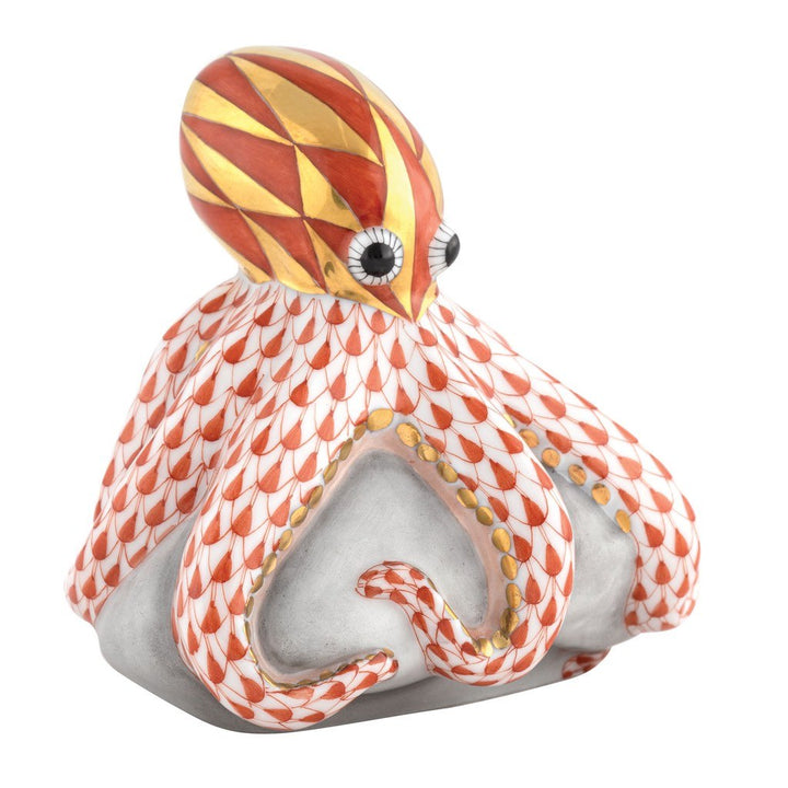 Herend Octopus On Rock Figurine Figurines Herend Rust 