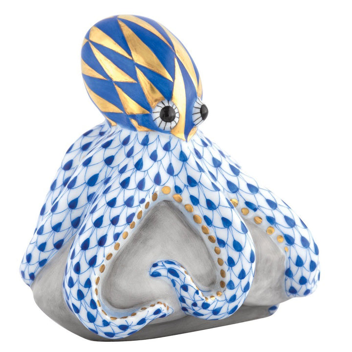 Herend Octopus On Rock Figurine Figurines Herend Sapphire 