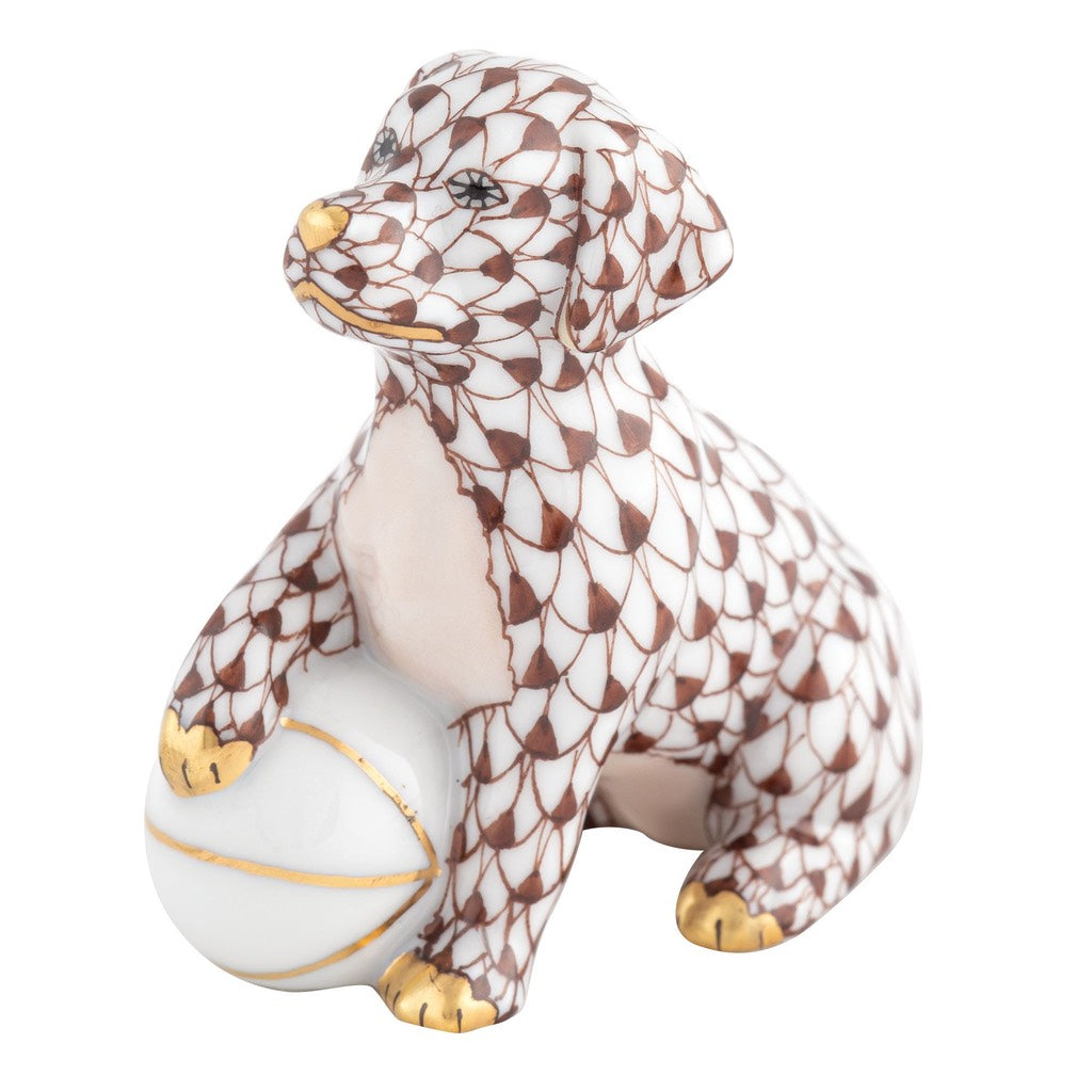 Herend Dog With Ball Figurine Figurines Herend Chocolate 