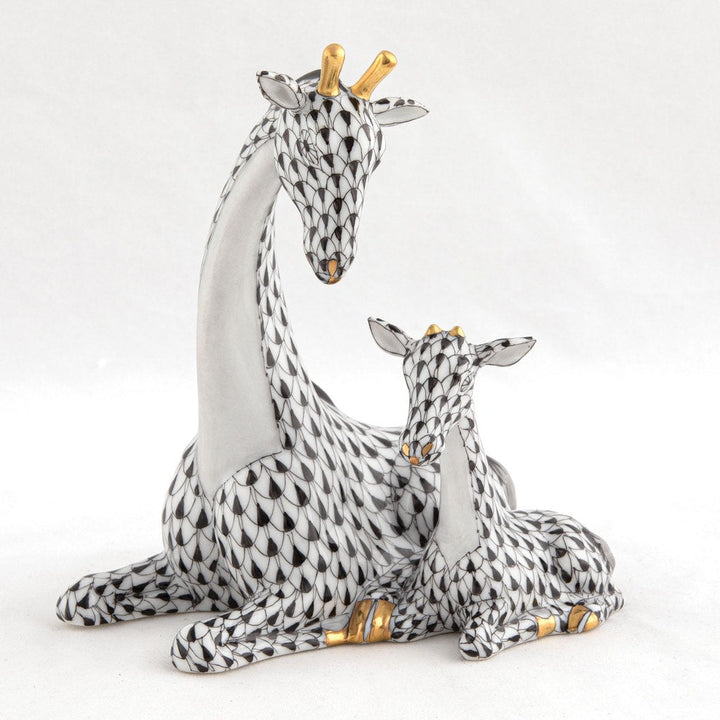 Herend Mother & Baby Giraffe Figurines Herend Black 