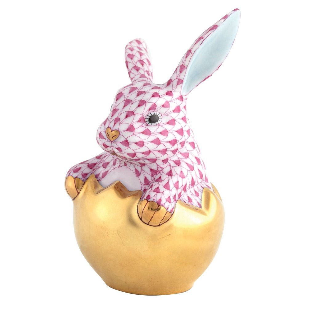 Herend Hatching Bunny Figurine Figurines Herend Raspberry (Pink) 