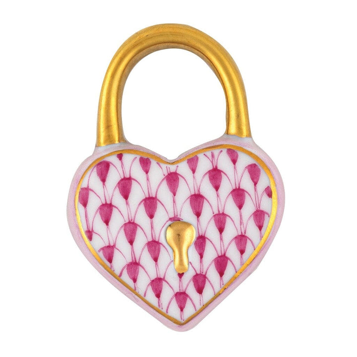 Herend Heart Lock Figurine Figurines Herend Raspberry (Pink) 