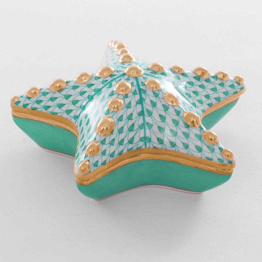 Herend Starfish Box Figurines Herend Green 