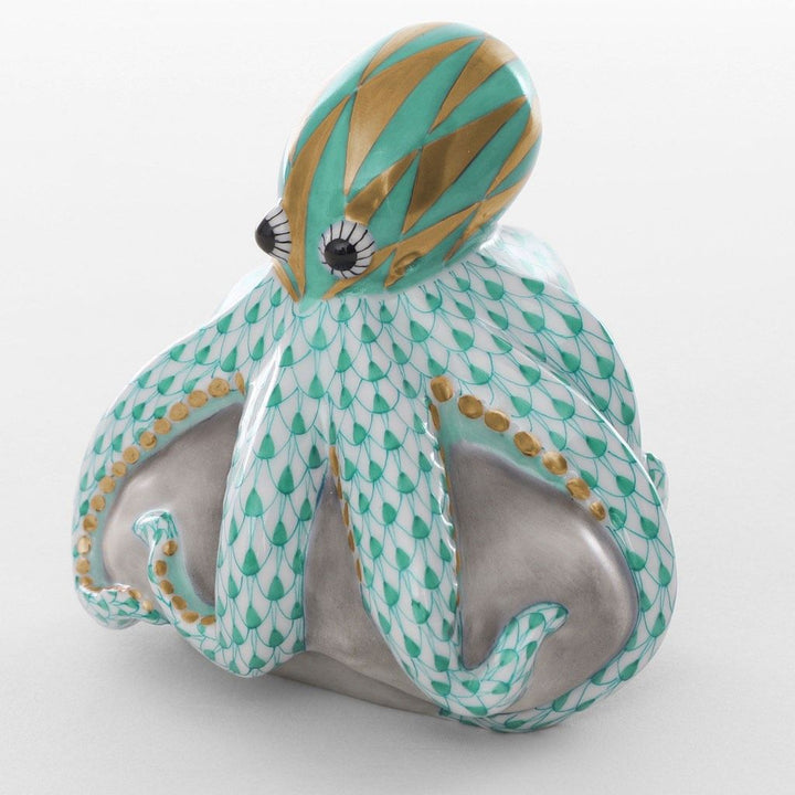 Herend Octopus On Rock Figurine Figurines Herend Green 