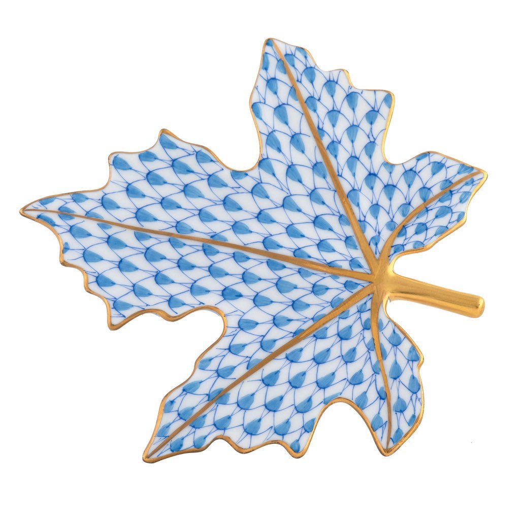 Herend Maple Leaf Figurine Figurines Herend Blue 