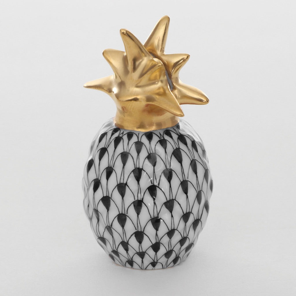 Herend Pineapple Place Card Holder Figurines Herend Black 