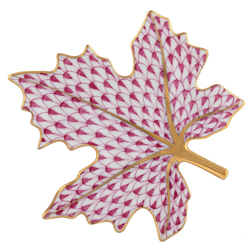 Herend Maple Leaf Figurine Figurines Herend Raspberry (Pink) 