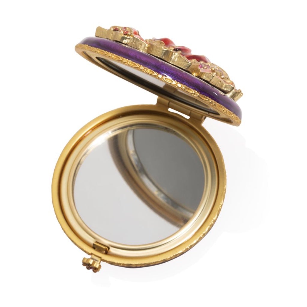 Jay Strongwater Angela Floral Round Compact Compacts Jay Strongwater 