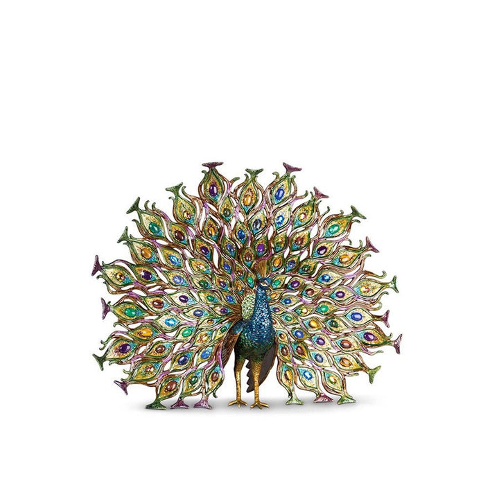 Jay Strongwater Stanton Fan Tail Peacock Figurine Figurines Jay Strongwater 