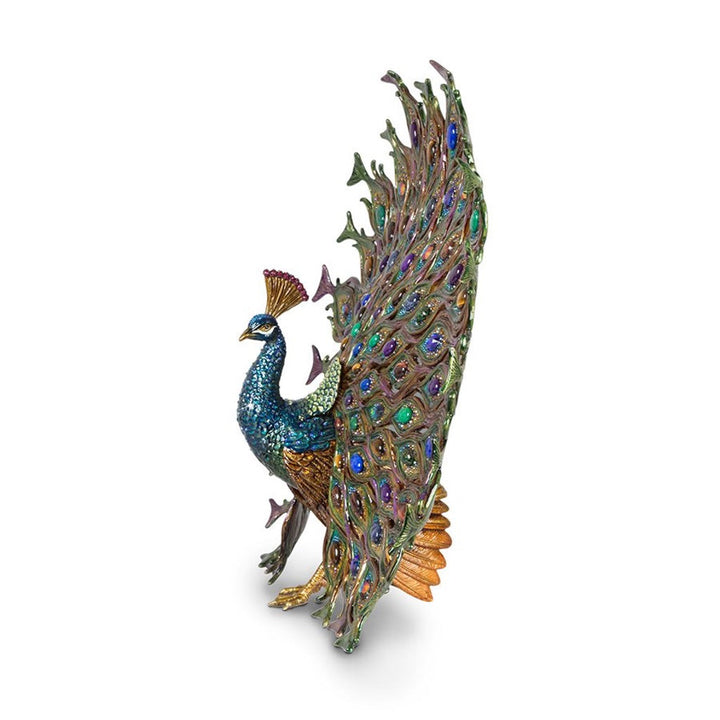 Jay Strongwater Stanton Fan Tail Peacock Figurine Figurines Jay Strongwater 