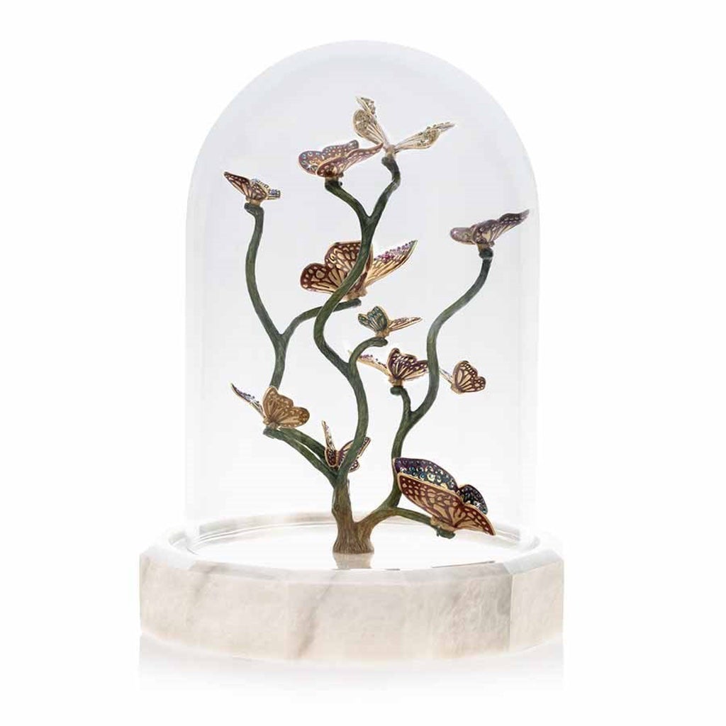 Jay Strongwater Aldora Butterfly Branch Cloche Figurines Jay Strongwater 