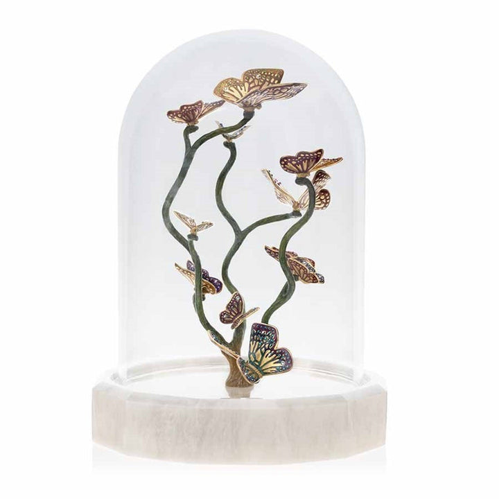 Jay Strongwater Aldora Butterfly Branch Cloche Figurines Jay Strongwater 