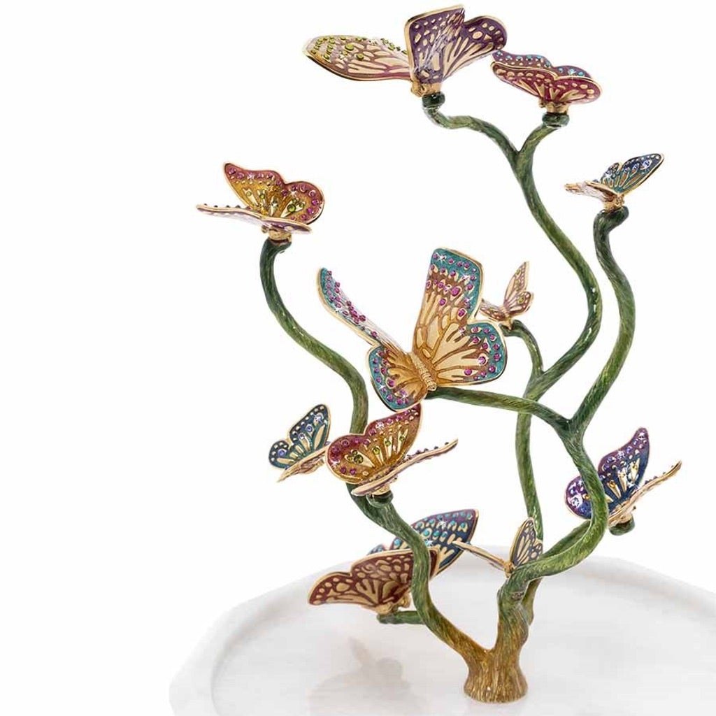 Jay Strongwater Aldora Butterfly Branch Cloche Figurines Jay Strongwater 