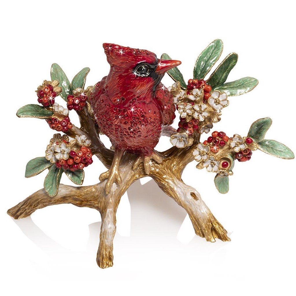 Jay Strongwater Cardinal on Branch Figurine Figurines Jay Strongwater 