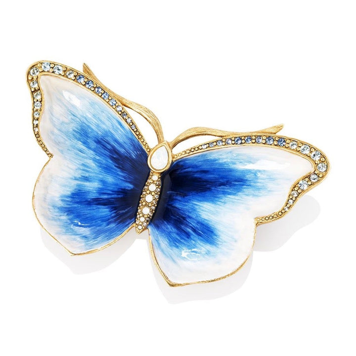 Jay Strongwater Juliet Butterfly Trinket Tray - Delft Garden Trays Jay Strongwater 