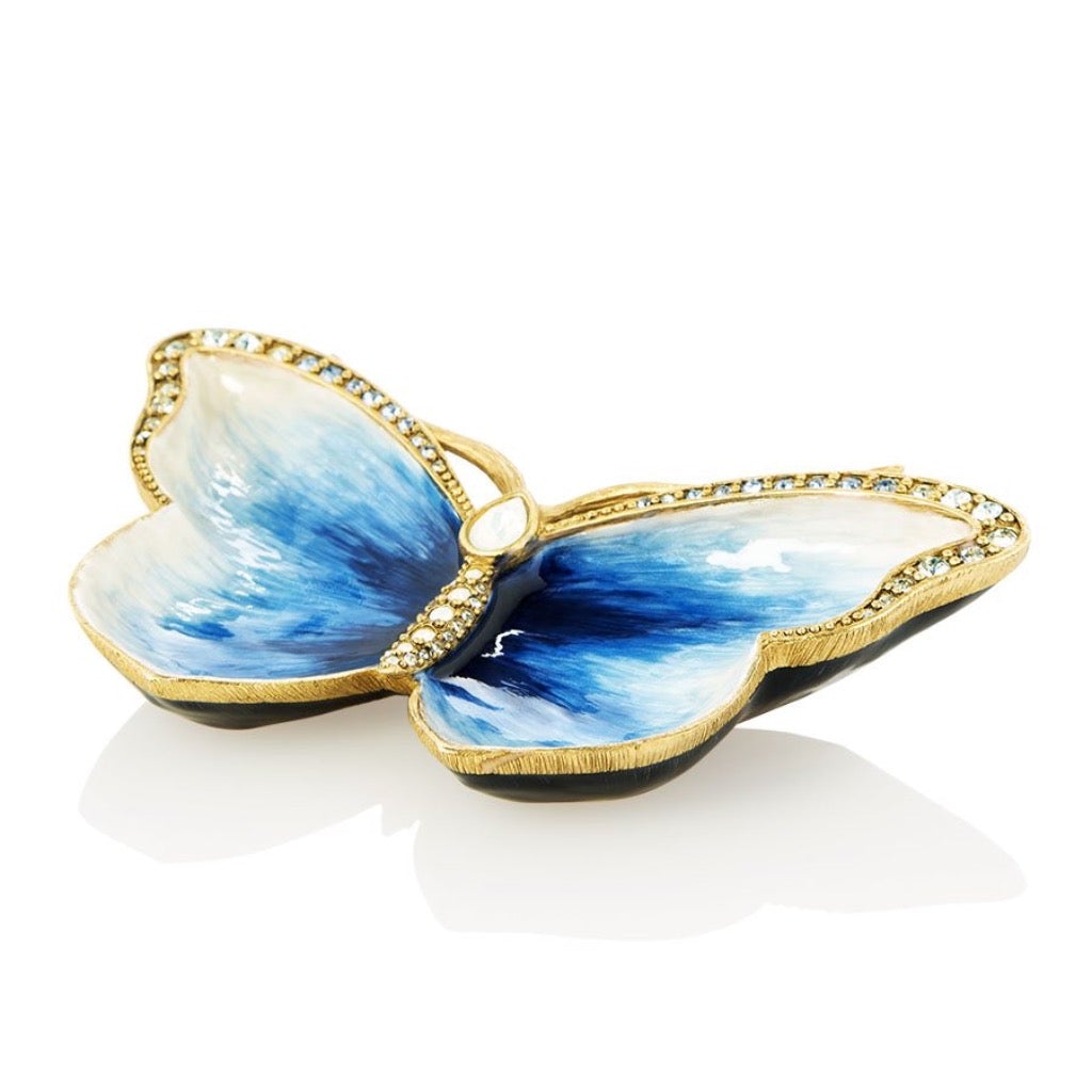 Jay Strongwater Juliet Butterfly Trinket Tray - Delft Garden Trays Jay Strongwater 