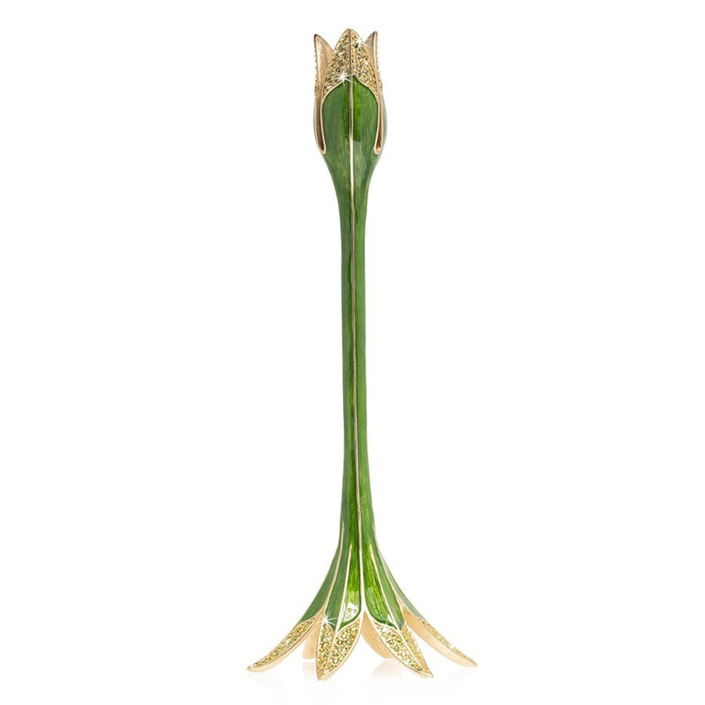 Jay Strongwater Ambrosius Tulip Tall Candle Stick Holder - Leaf Candle Holders Jay Strongwater 