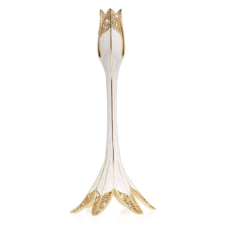 Jay Strongwater Abraham Tulip Medium Candle Stick Holder - White Candle Holders Jay Strongwater 