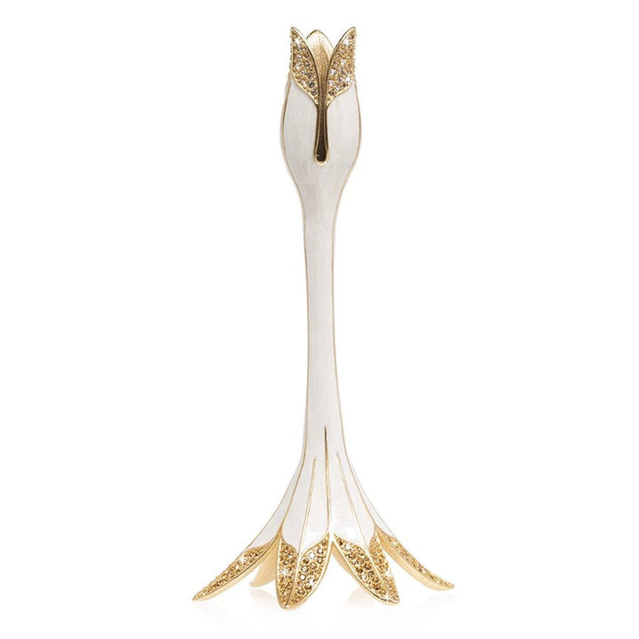 Jay Strongwater Abraham Tulip Medium Candle Stick Holder - White Candle Holders Jay Strongwater 