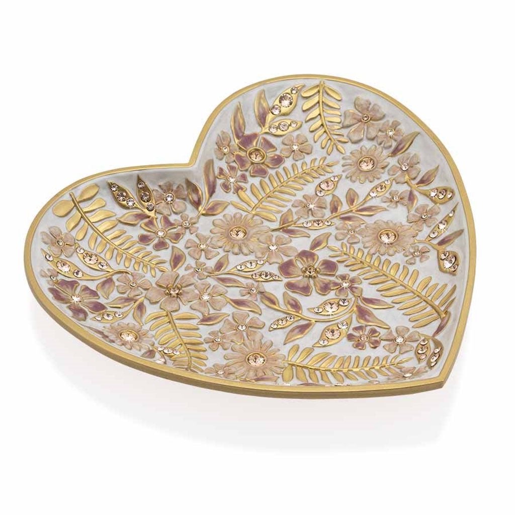 Jay Strongwater Aria Floral Heart Trinket Tray - Boudoir Trays Jay Strongwater 