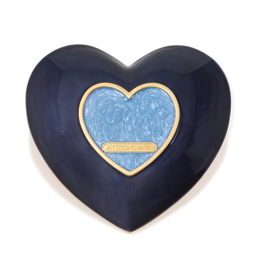 Jay Strongwater Aria Floral Heart Trinket Tray - Delft Garden Trays Jay Strongwater 