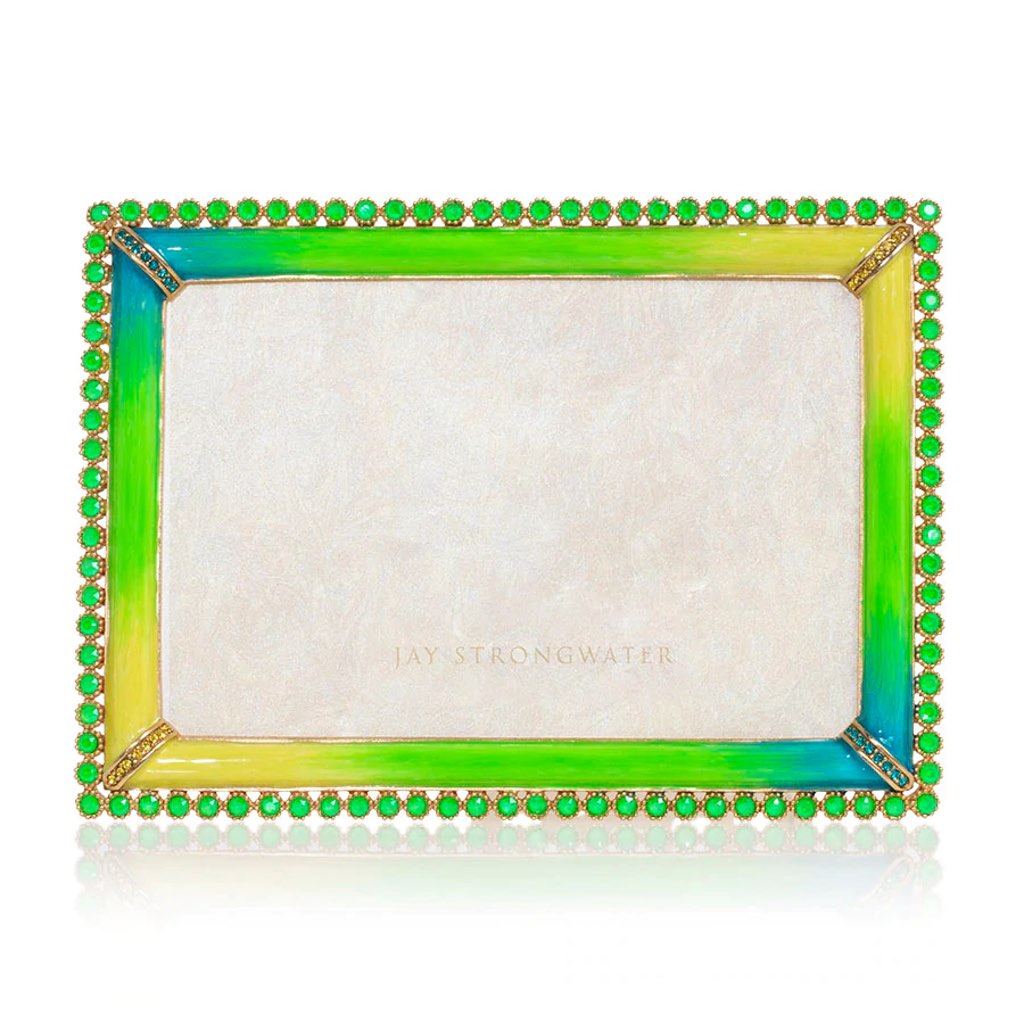 Jay Strongwater Lorraine Stone Edge 4” x 6" Frame - Electric Green Picture Frames Jay Strongwater 