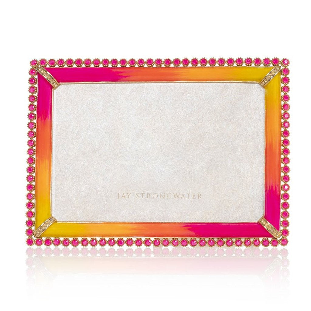 Jay Strongwater Lorraine Stone Edge 4” x 6" Frame - Electric Pink Picture Frames Jay Strongwater 